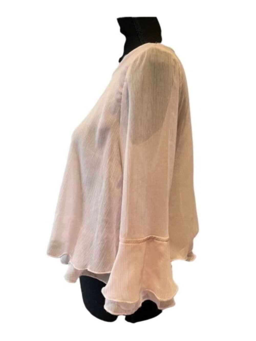 H&M Pink Layered Ruffle & Keyhole Back Divided Top | Size 2 (Small) chiffon - Picture 5 of 7